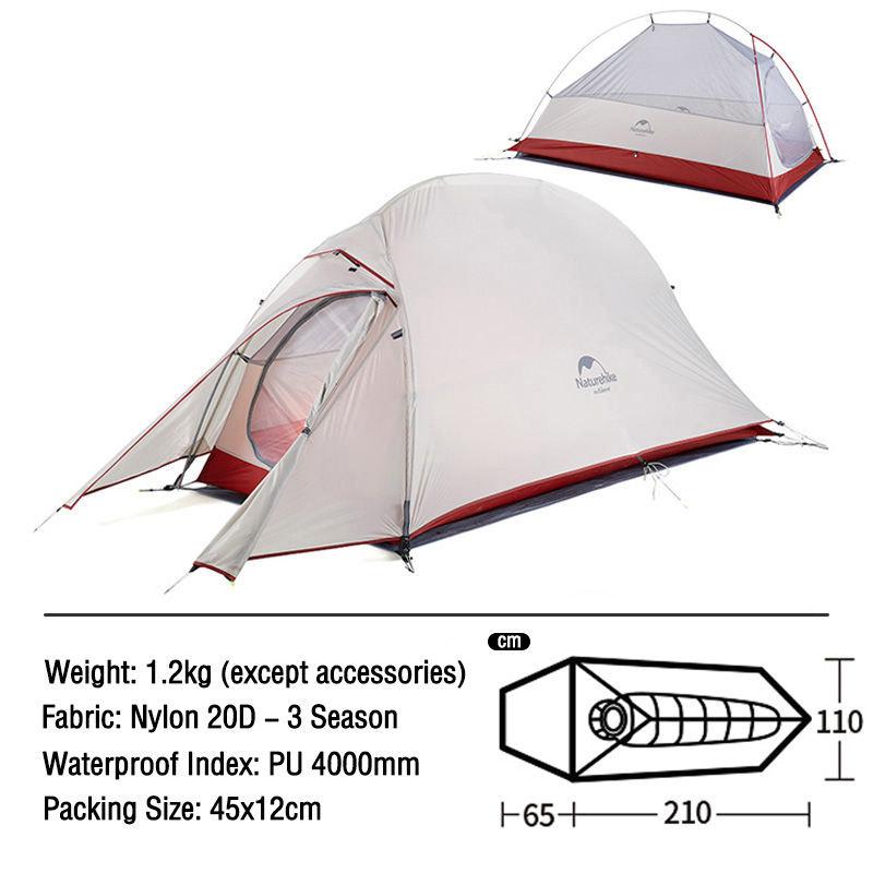 ultralight portable 1-person camping tent, view 2 - MRSLM