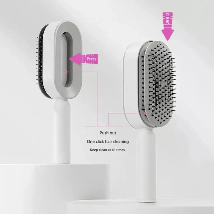 One-Click Self-Cleaning Hair Brush with 3D Air Cushion Massage