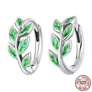 sterling silver green branch stud earrings, view 2 - MRSLM