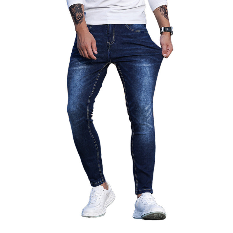 men's blue skinny denim pants, view 2 - MRSLM
