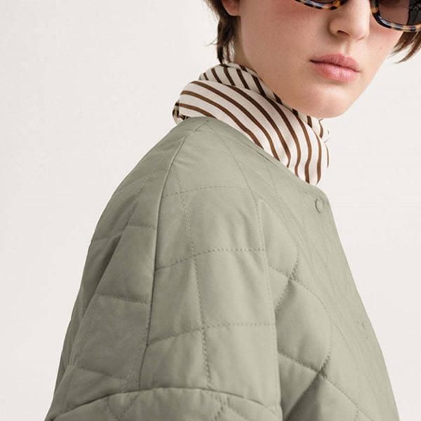 Diamond plaid quilted cotton coat, view 6 - MRSLM
