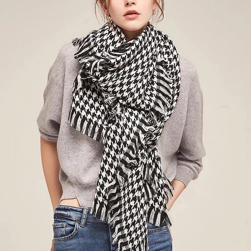 women's plaid wool shawl, view 3 - MRSLM