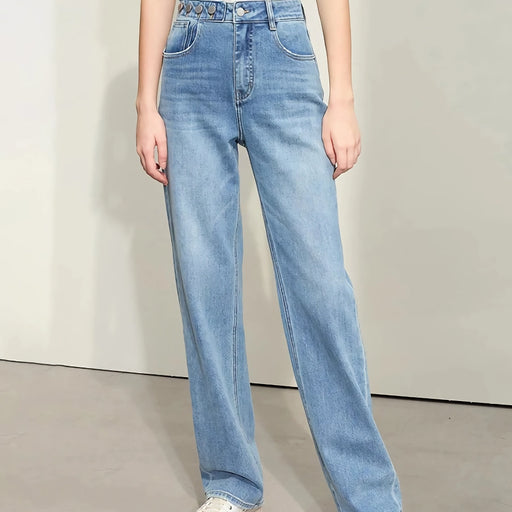 women's retro straight denim pants - MRSLM