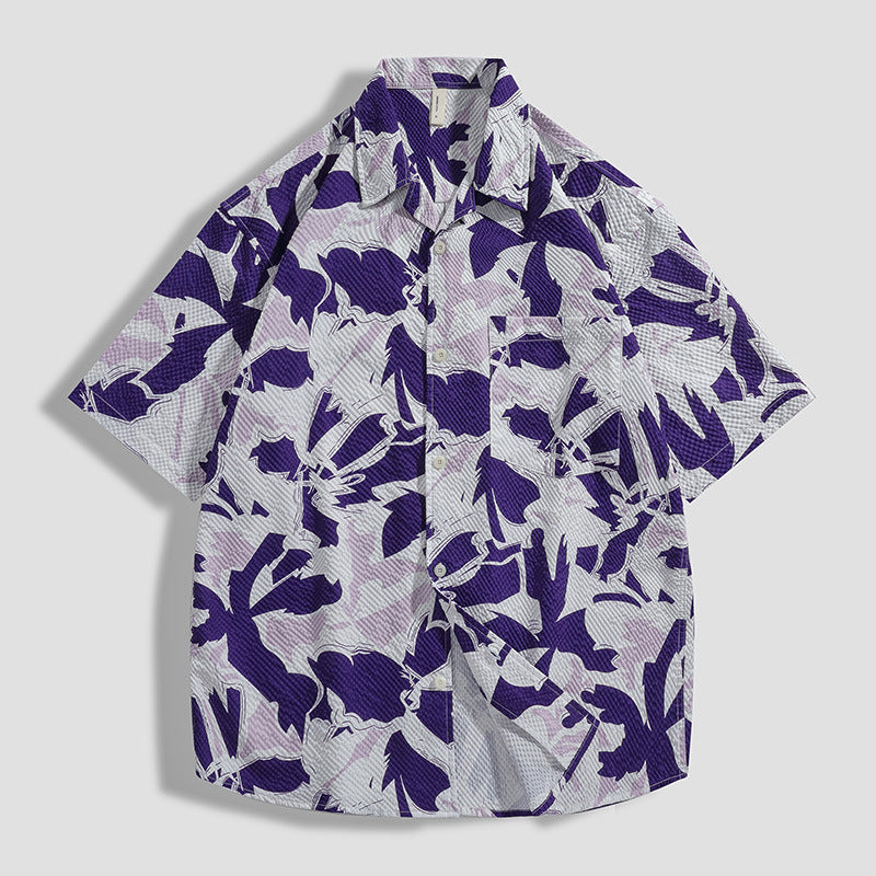 Men's printed beach flower shirt, view 6 - MRSLM