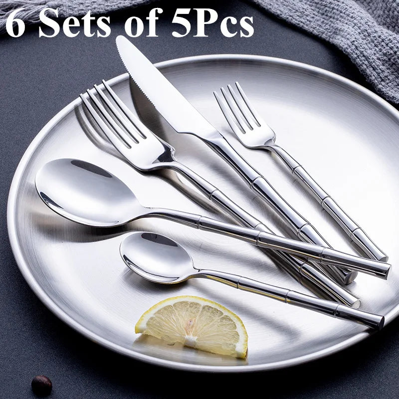 bamboo design cutlery set, view 3 - MRSLM