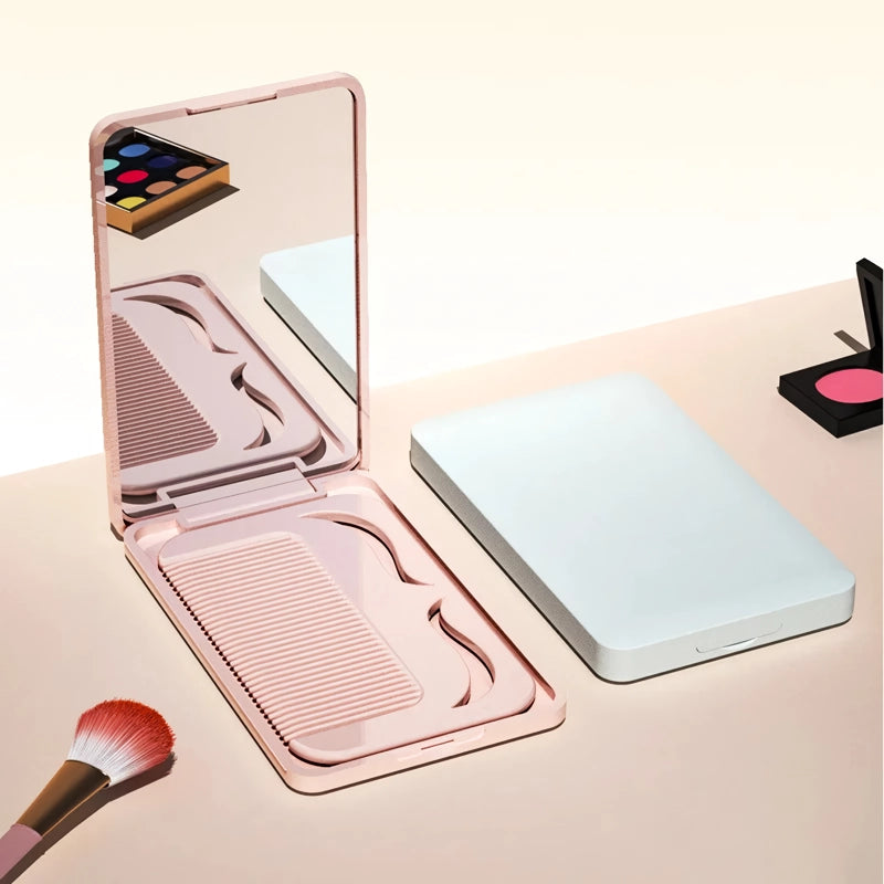 portable travel makeup mirror with comb, view 10 - MRSLM