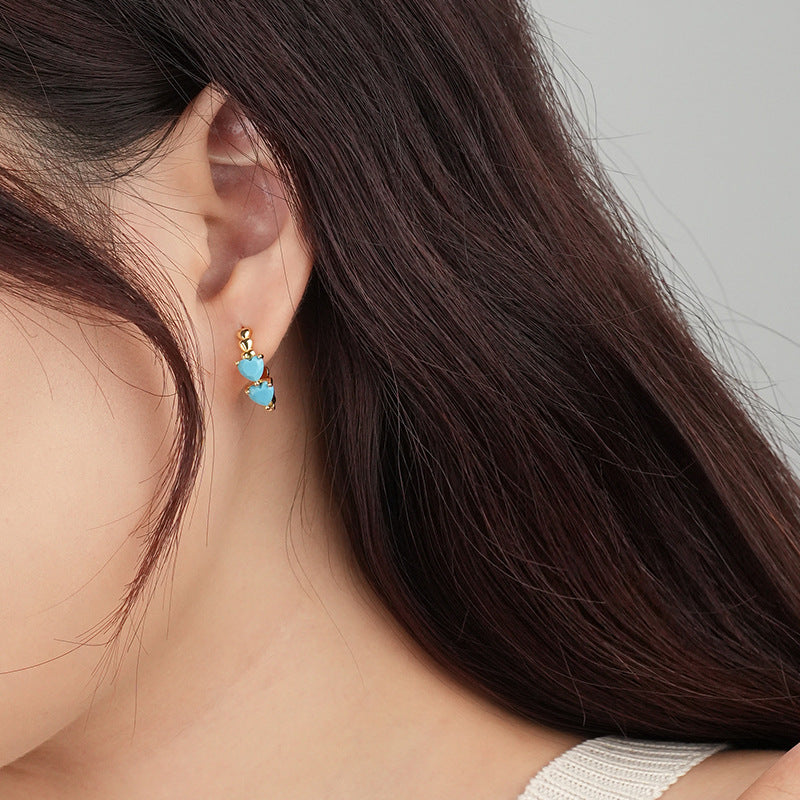 925 silver turquoise heart earrings - MRSLM