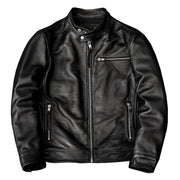 men's stand collar leather coat, view 5 - MRSLM