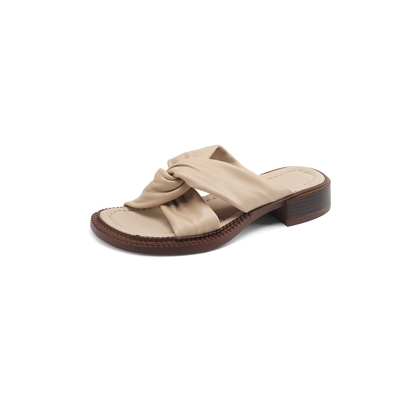 square heel leather slippers, view 3 - MRSLM