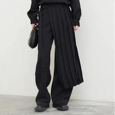 pleated sweatshirt wide leg pants set - MRSLM