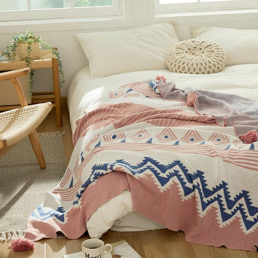 bohemian cotton throw blanket with tassels - MRSLM