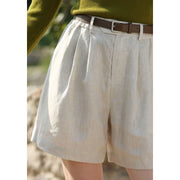 high waist linen shorts, view 9 - MRSLM
