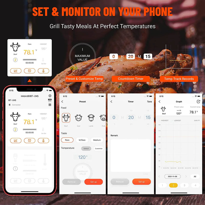 smart BBQ meat thermometer, view 6 - MRSLM