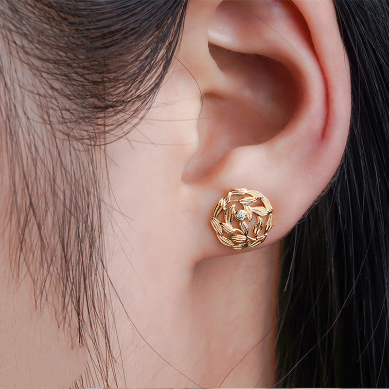 14K gold plated fallen leaf earrings - MRSLM