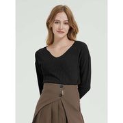 Slim-fit knitted V-neck sweater, view 4 - MRSLM