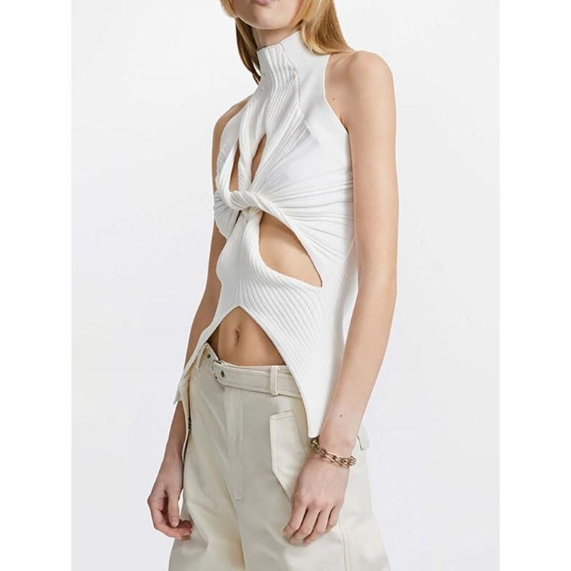 knit hollow-out sleeveless tank top, view 17 - MRSLM