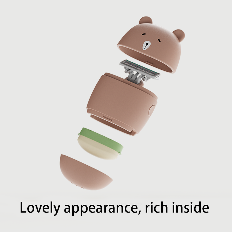 portable cute bear razor set for women, view 5 - MRSLM