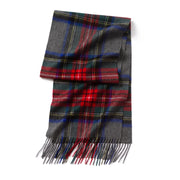 plaid cashmere scarf with tassels, view 3 - MRSLM