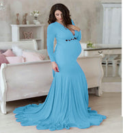 cotton maternity long dress, view 3 - MRSLM