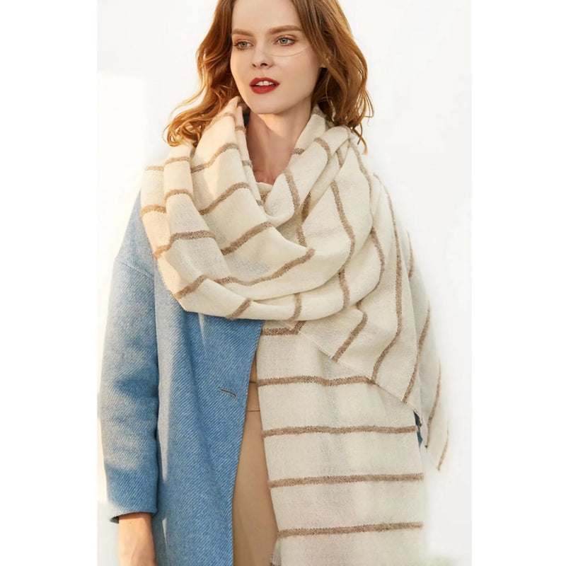 wool pashmina scarf with tassels, view 4 - MRSLM