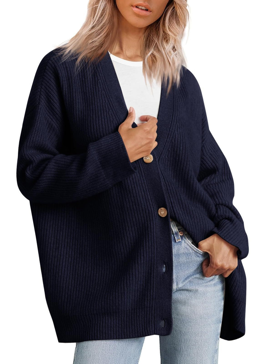 Women's Relaxed V-Neck Knit Cardigan