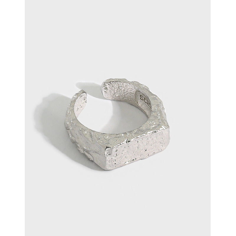 irregular texture s925 silver ring, view 4 - MRSLM