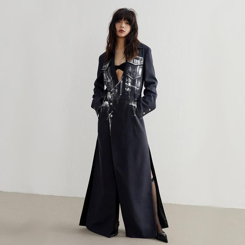 women's long slit blazer - MRSLM