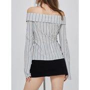 striped off shoulder blouse, view 5 - MRSLM