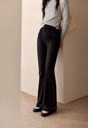 vintage high waist flared denim pants, view 2 - MRSLM