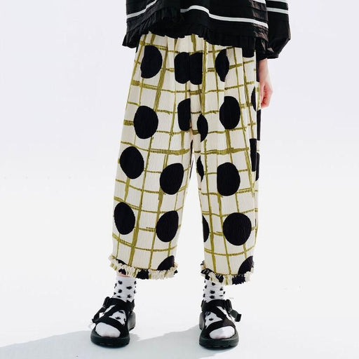 green plaid wave dot wide leg pants - MRSLM