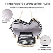 Striped canvas tote bag, view 5 - MRSLM