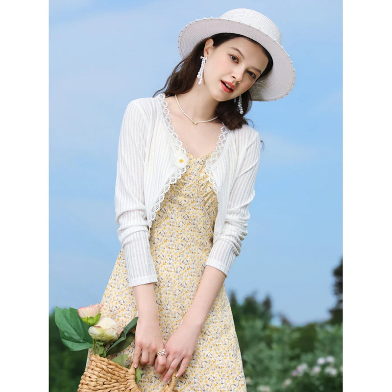 floral lace V-neck jacket, view 4 - MRSLM