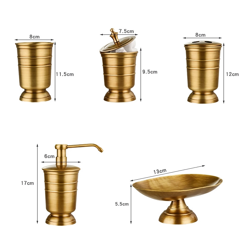 golden retro brushed brass bathroom set, view 11 - MRSLM