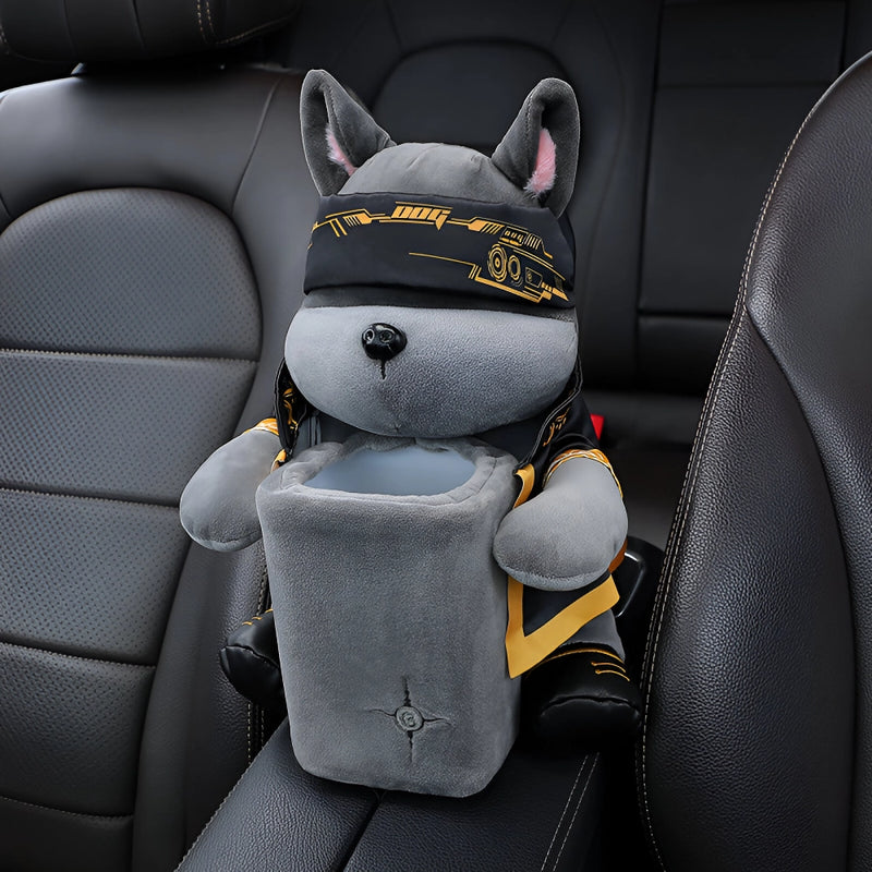 cute 2-in-1 car armrest tissue holder and trash bin, view 4 - MRSLM