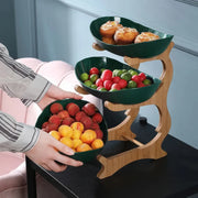 partitioned oval tiered serving plates, view 10 - MRSLM