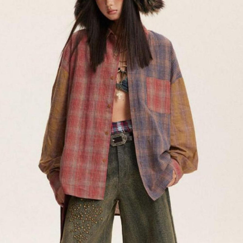 women's striped plaid blouse - MRSLM