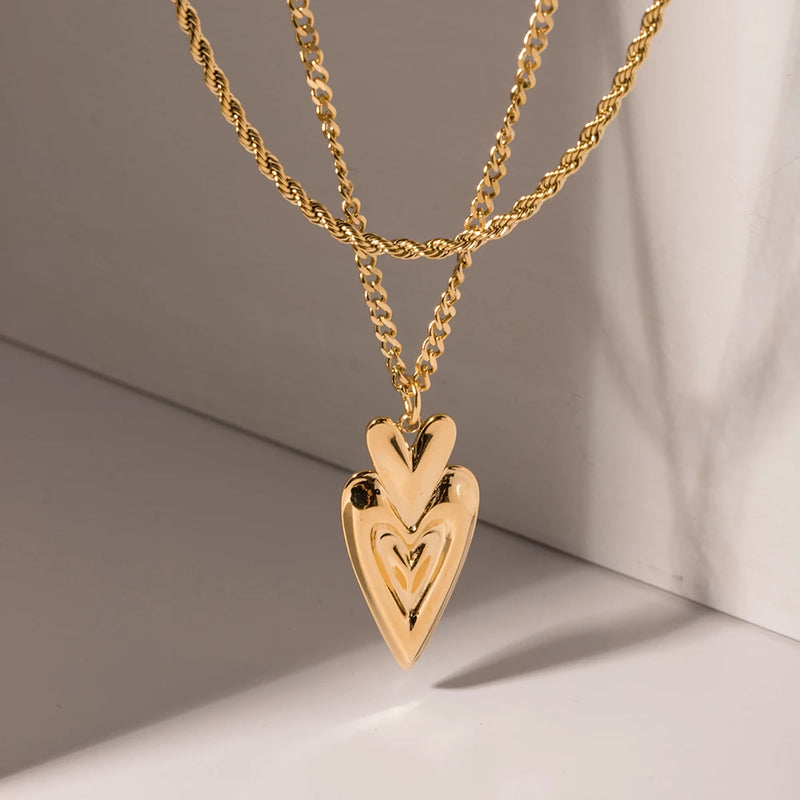 18k gold plated love heart necklace, view 7 - MRSLM
