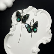 asymmetric butterfly tassel earrings, view 4 - MRSLM