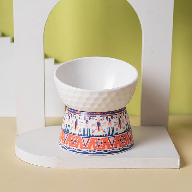 elevated ceramic cat bowl, view 7 - MRSLM