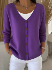 women's solid color button cardigan, view 10 - MRSLM
