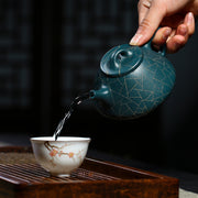 azure clay teapot, view 2 - MRSLM