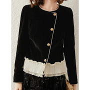women's lace contrast patchwork jacket, view 7 - MRSLM