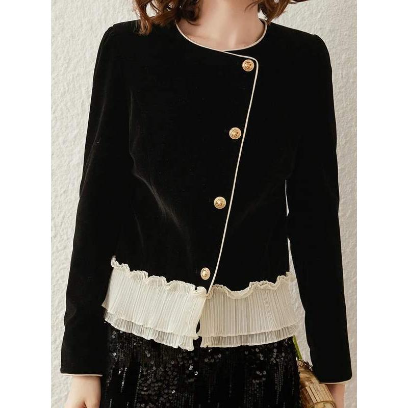 women's lace contrast patchwork jacket, view 7 - MRSLM