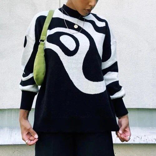 Striped turtleneck oversized sweater, view 2 - MRSLM