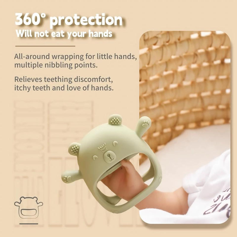 Bear silicone baby teether glove, view 10 - MRSLM