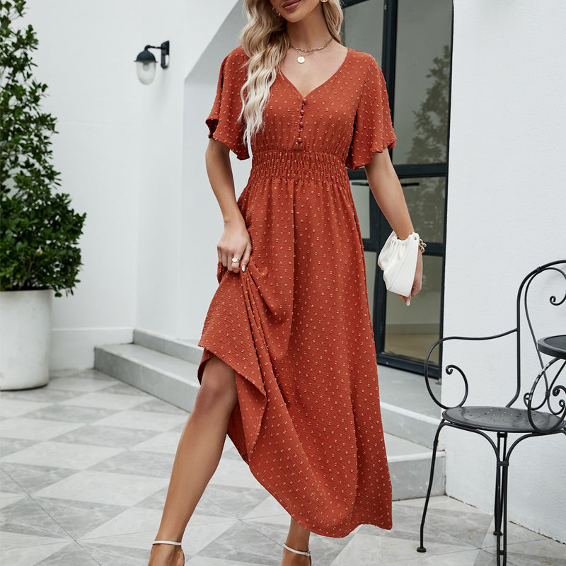Women's V-neck swing dress, view 2 - MRSLM