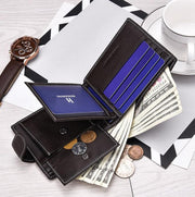 men's genuine leather short wallet, view 2 - MRSLM