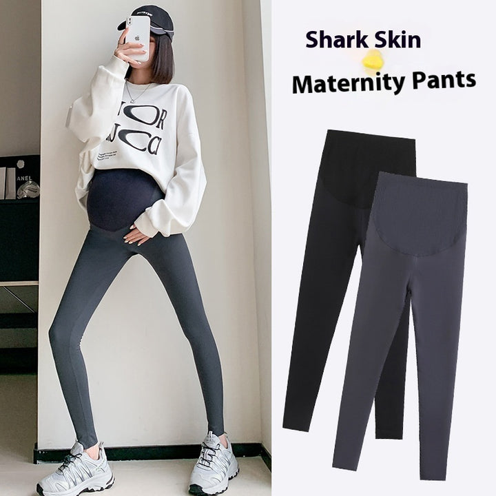 Pregnant Women's Honeycomb Stretch Belly Support Shark Skin Leggings