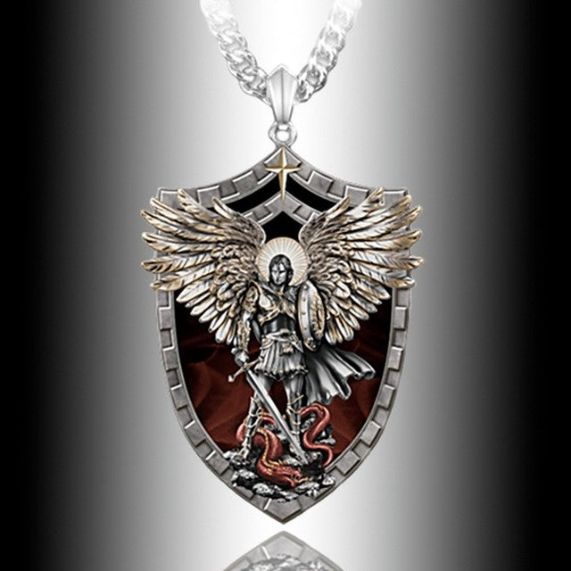 guardian angel pendant necklace, view 3 - MRSLM
