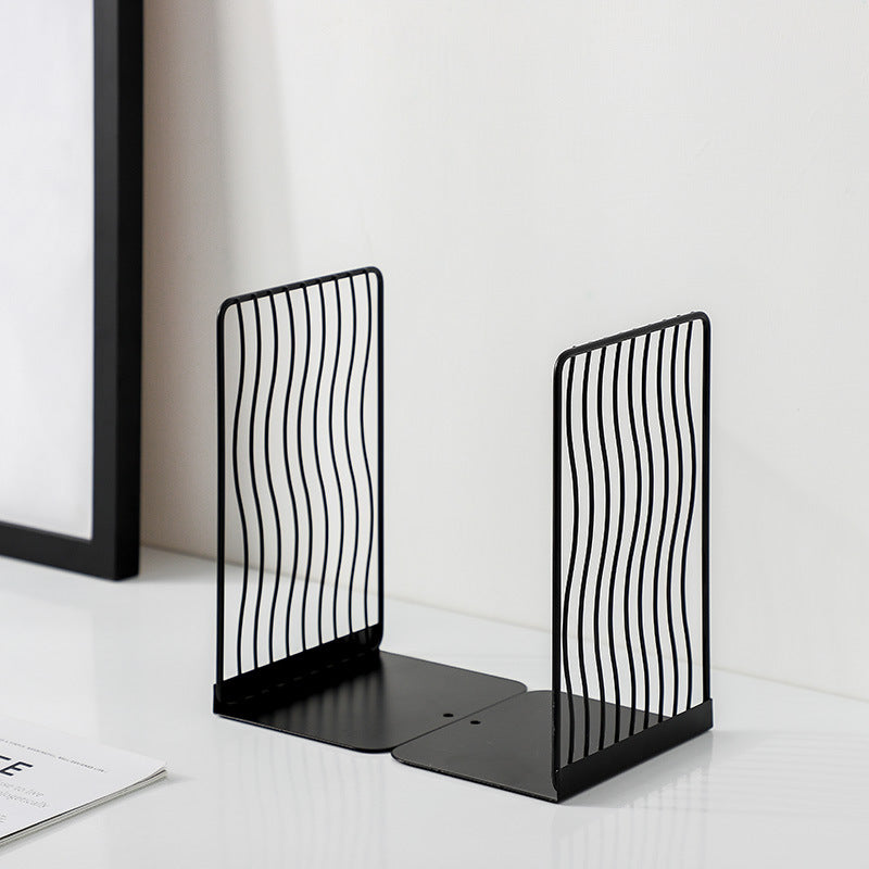 black and white iron bookends, view 9 - MRSLM
